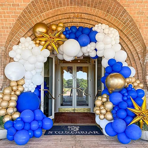 Miniatura 6 de RUBFAC 154 globos de color azul rey de diferentes tamaños de 18, 12, 10 y 5 pulgadas, para arco de guirnalda, globos de látex azul real de alta