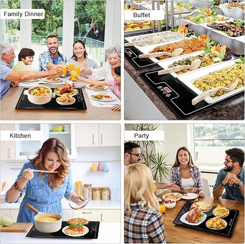 Miniatura 7 de Bandeja eléctrica de calentamiento de calor, calentador de superficie completa de 20 x 15 pulgadas con termostato, pantalla digital, soporte de 104