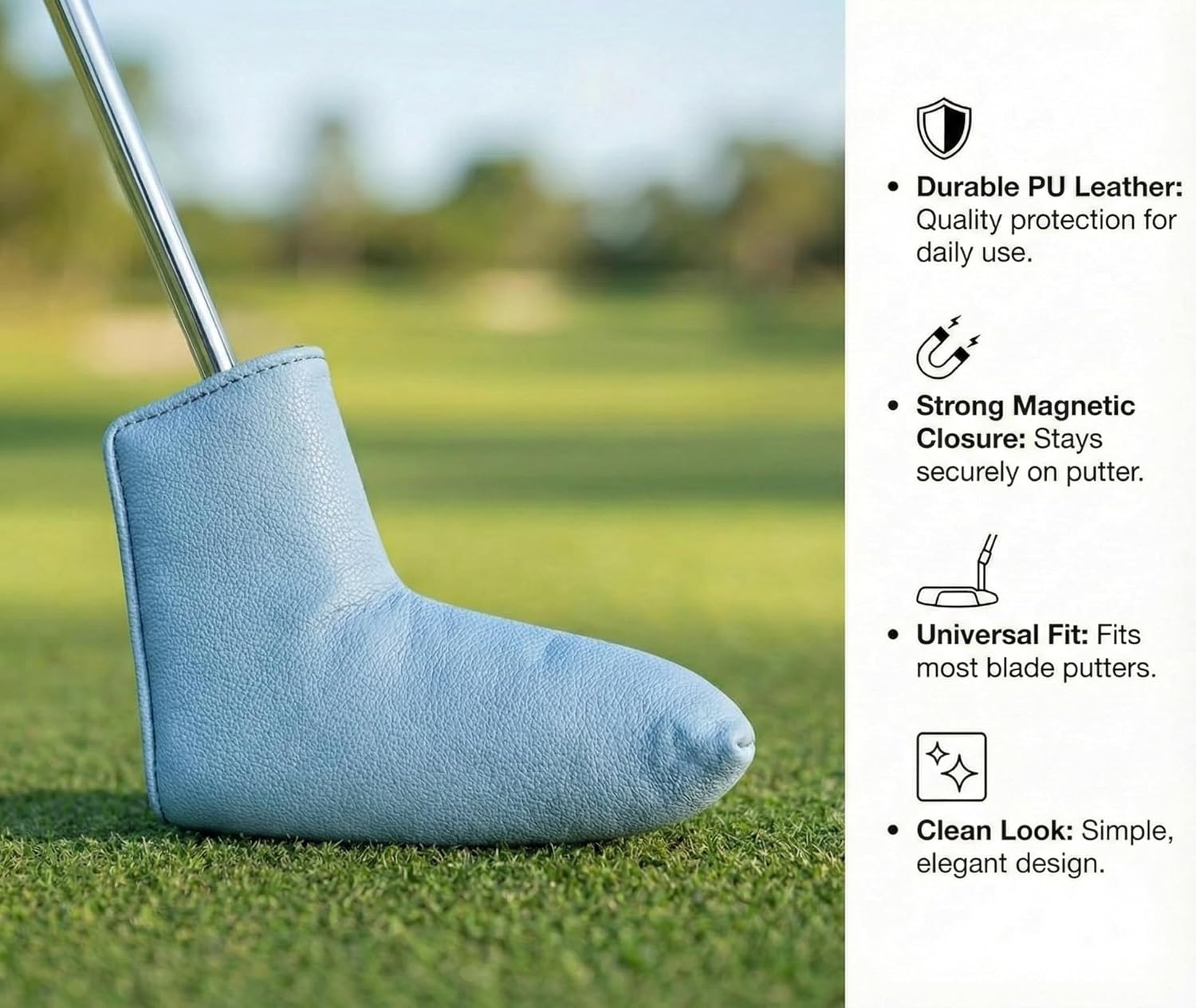 All Teed Up Premium Magnetic Blade Putter Cover | PU Leather Golf Headcover with Strong Magnetic Closure | Universal Fit for Scotty Cameron, Odyssey, Taylormade