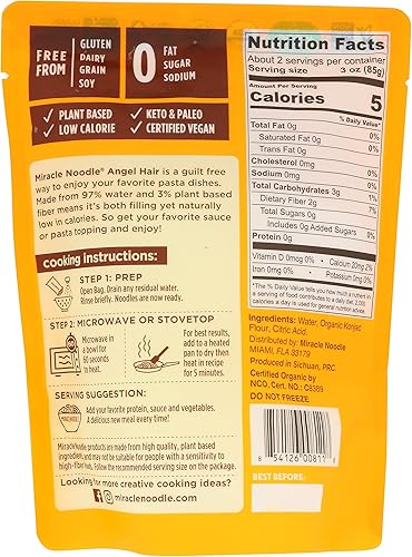 Miniatura 2 de MIRACLE NOODLE Fideos orgánicos de pelo de ángel a base de plantas, 7 onzas