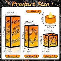 Vista 2 de 6 Sets Music Centerpieces for Table 3 Sizes Music Note Paper Lantern Boxes with Candles, Musical Notes Decorations for Room, Wedding, Birthday