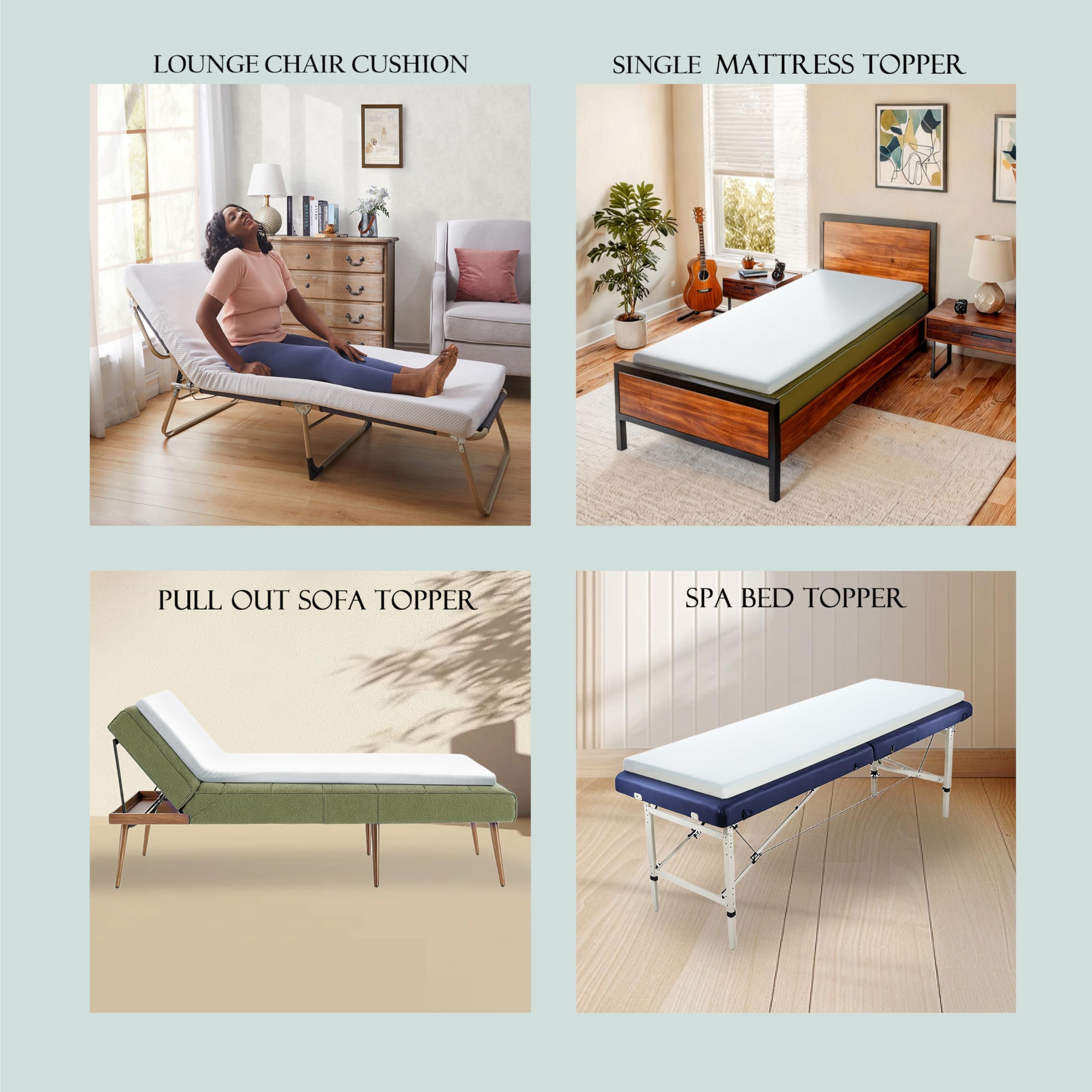 Jamdok Surmatelas simple en mousse pour lit de camping, matelas de voiture, canapé, tapis de sol, tapis de couchage pliable, portable (190 x 75 x 5 cm)
