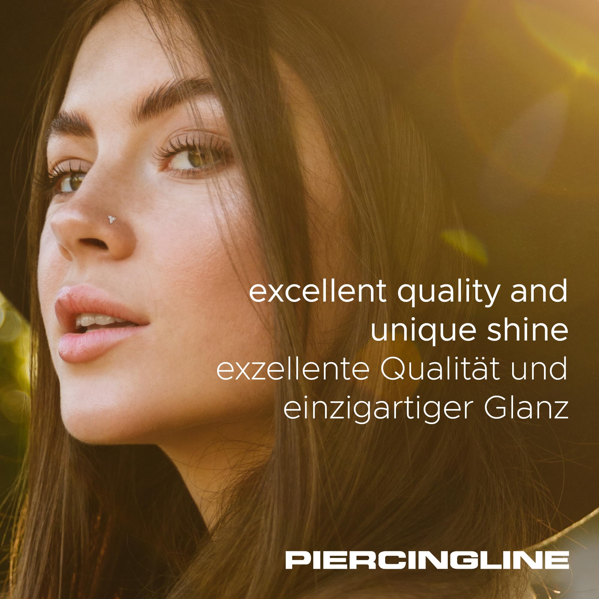 PIERCINGLINE 18 Karat oder 14 Karat Nasenpiercing Spirale KRISTALLBLUME Piercing Nase Stecker Farbauswahl