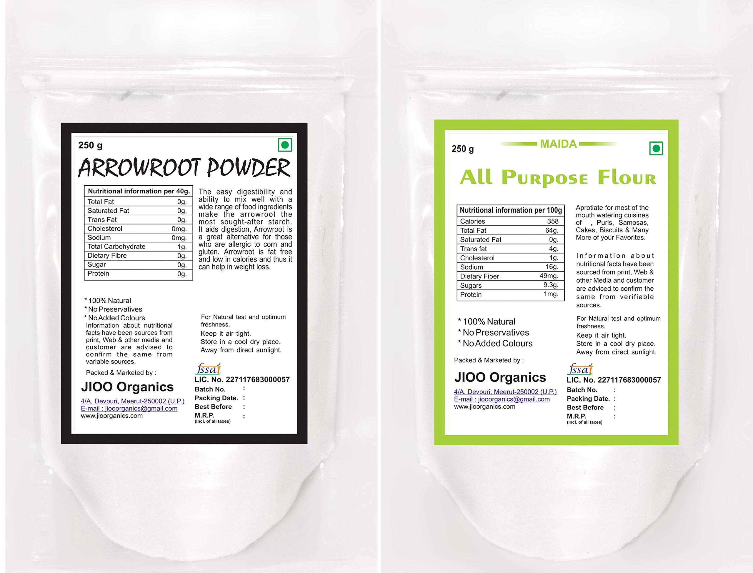 Jioo Organics Combo Pack of 2 Premium Arrowroot Powder | Natural All-Purpose Flour | Ideal for Gravy, Puddings, Soups, Bread & More | Natural Flour for Babies - 250 grams - Image 2 thumbnail