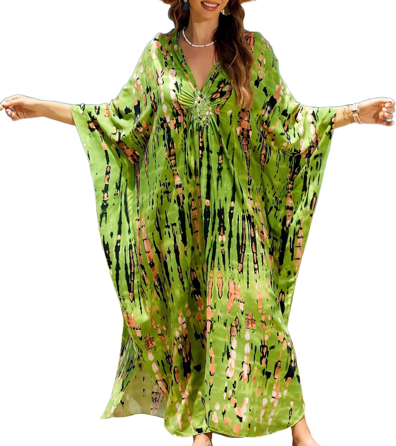 IMAGEKOPE Women 2025 Summer Kaftan Dresses Plus Size Bathing Suit Cover Up Moo Moos Beach Dress for Swimwear Caftan Dress