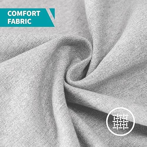 Miniatura 3 de BALUS Juego de sofá de 2 piezas, juego de sofás para sala de estar con patas de sofá de madera, muebles de sala de estar de lino con ribete de Gris