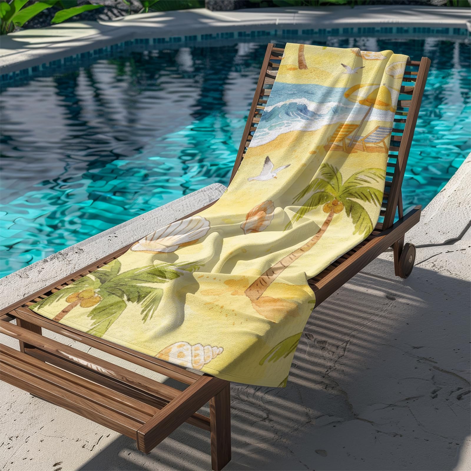 Fouta PlageChaise Longue De Plage Jaune Modèle Surdimensionné avec Diverses Tailles, Respirante et Portable, Parfaite pour Voyages Sorties Piscine et Usage Extérieur Quotidien 90x160 cm