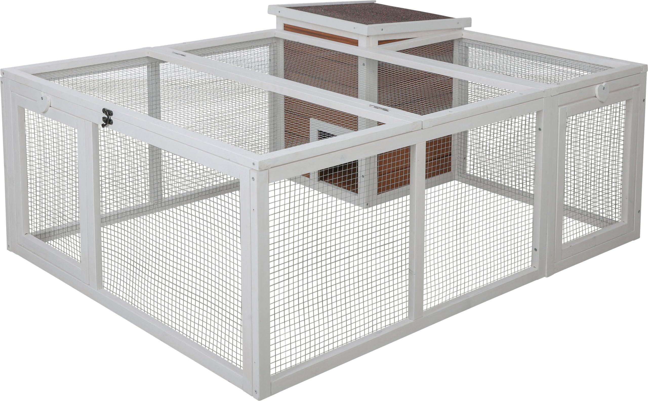 Kerbl Pet Blanco/Marrón Parque Con Casa Guarida Integrada 132 × 102 × 59 Cm