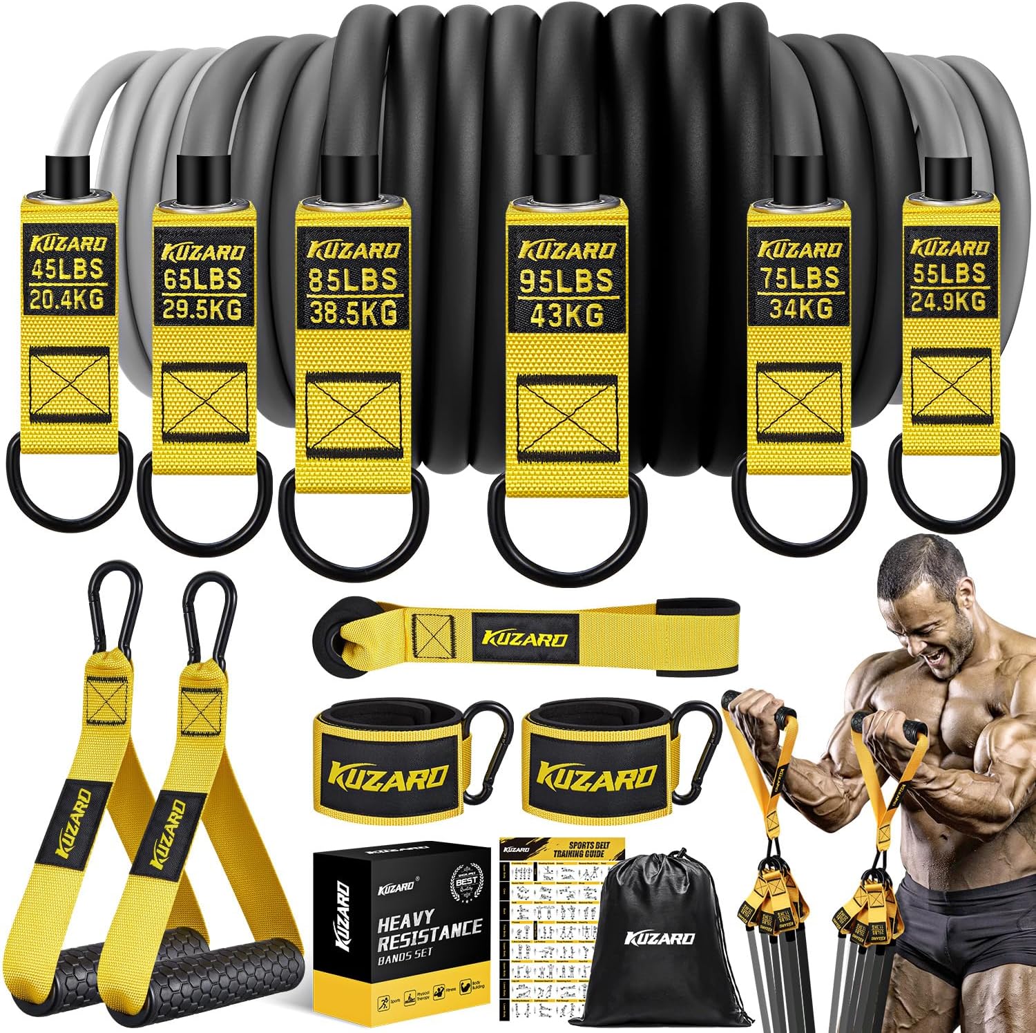 Resistance Bands for Working Out, 300lbs/360lbs Heavy Exercise Bands with Handles, Workout Bands for Men, Weight Bands Set for Muscle Training, Strength, Slim, Yoga, Home Gym Equipment