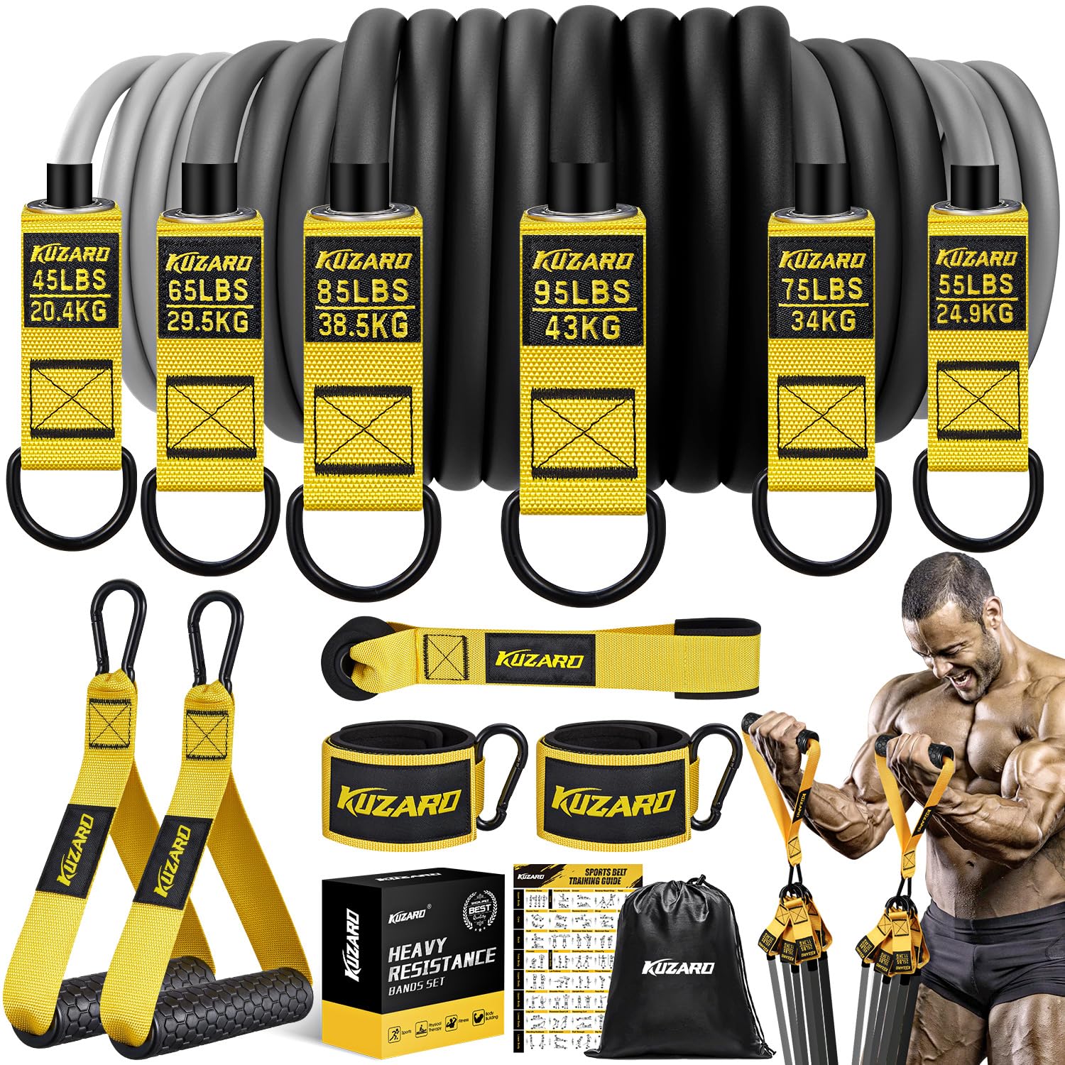 Resistance Bands for Working Out, 300lbs/360lbs Heavy Exercise Bands with Handles, Workout Bands for Men, Weight Bands Set for Muscle Training, Strength, Slim, Yoga, Home Gym Equipment