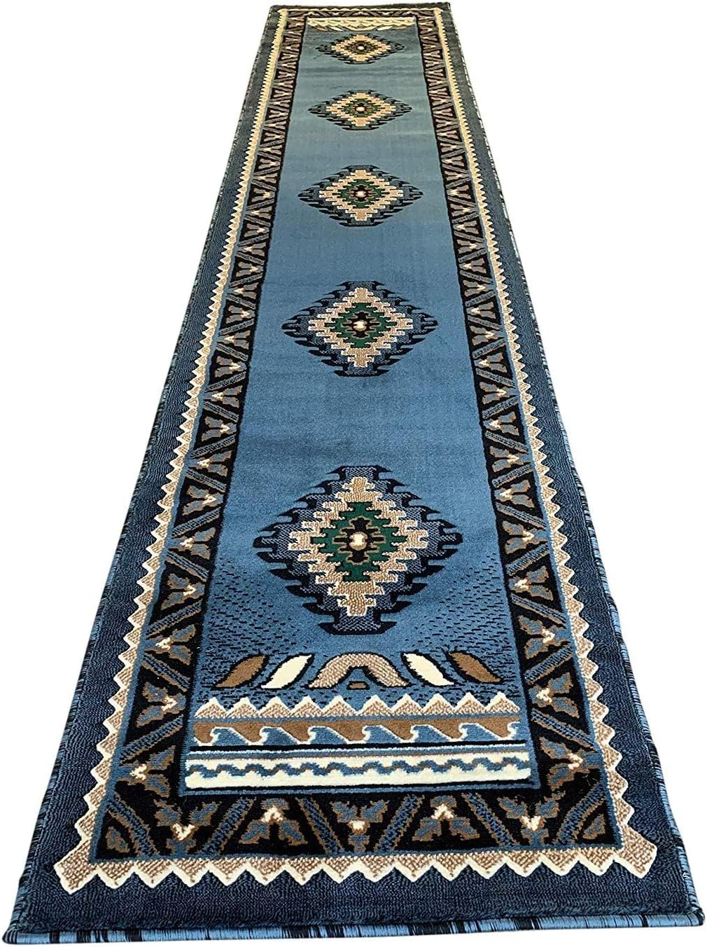 YHSF South Western Area Rug for Living Room, Bedroom, Kitchen & More - Easy to Clean, Soft & Durable Native American Tribal Rug - Stain-Proof, Non-Slip Runner for Room & Home Decor - Berber, 2' x 3'4"