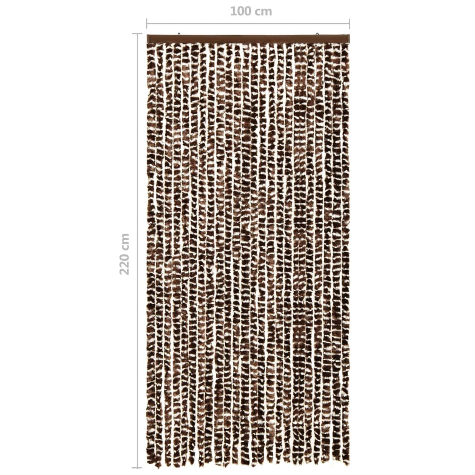 Tidyard Moustiquaire pour Chambre, Cuisine, Salon Marron et Blanc 100x220 cm Chenille
