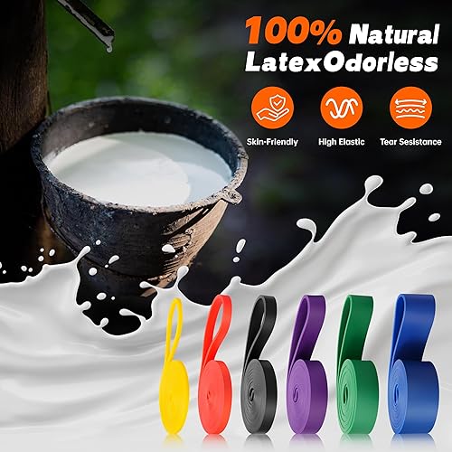 Miniatura 7 de Workout Bands, Resistance Bands for Working Out, Stretch Bands, Long Gym Elastic Bands for Workout, Pull Up Training Bands for Body Stretching,