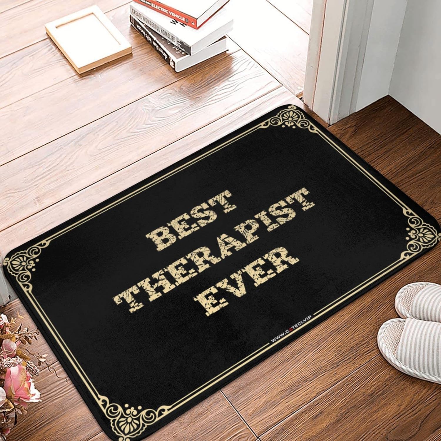 Home Entrance Decor Best Therapist Ever Doormat Funny Bathroom Rugs Door Mat for Outside Entry(Size:65X90CM)