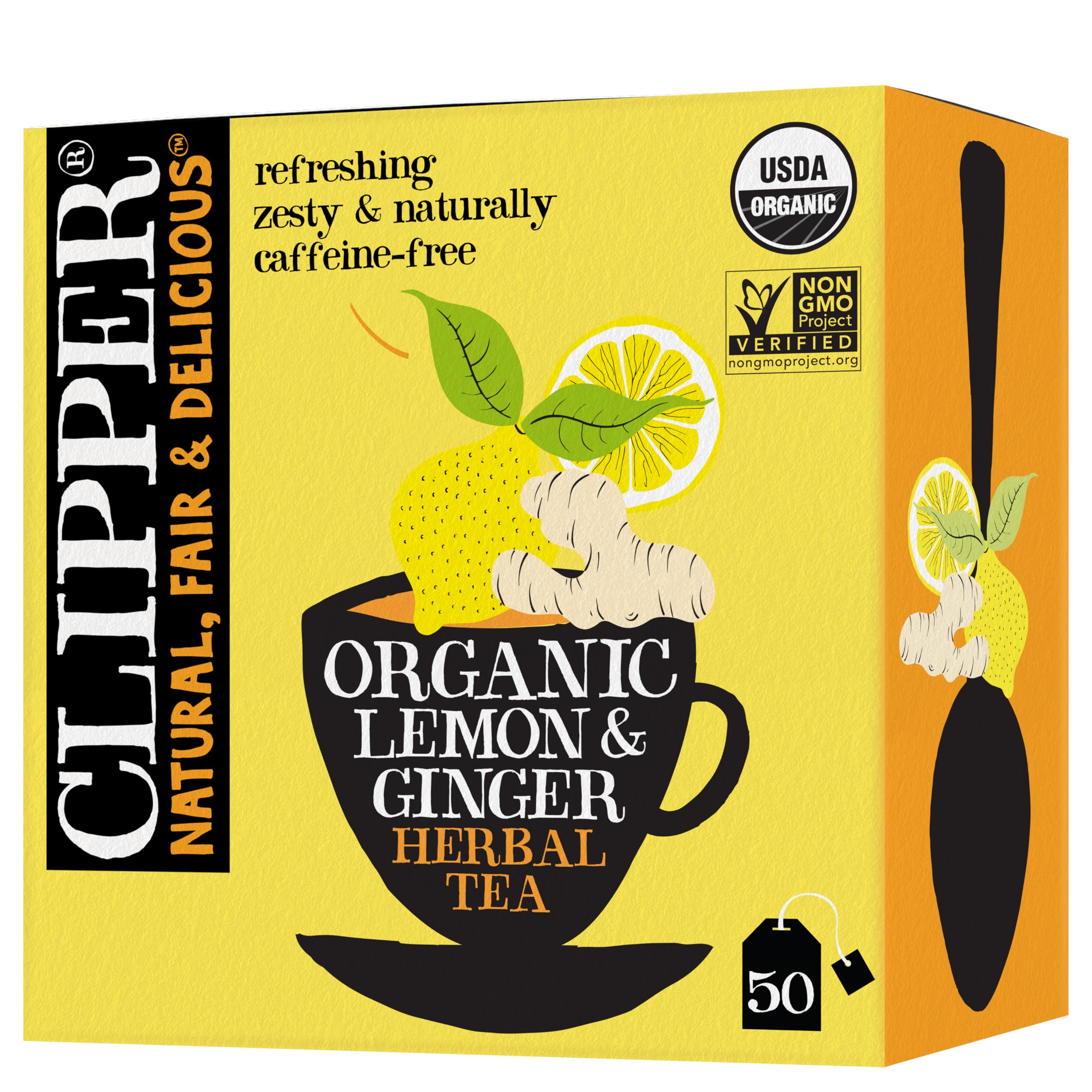 Sponsored Ad - Lemon & Ginger Teabags – Caffeine Free, USDA Organic, Great Hot or Iced – Aromatic, Natural, Fair & Delicious – 50 Tea Bags