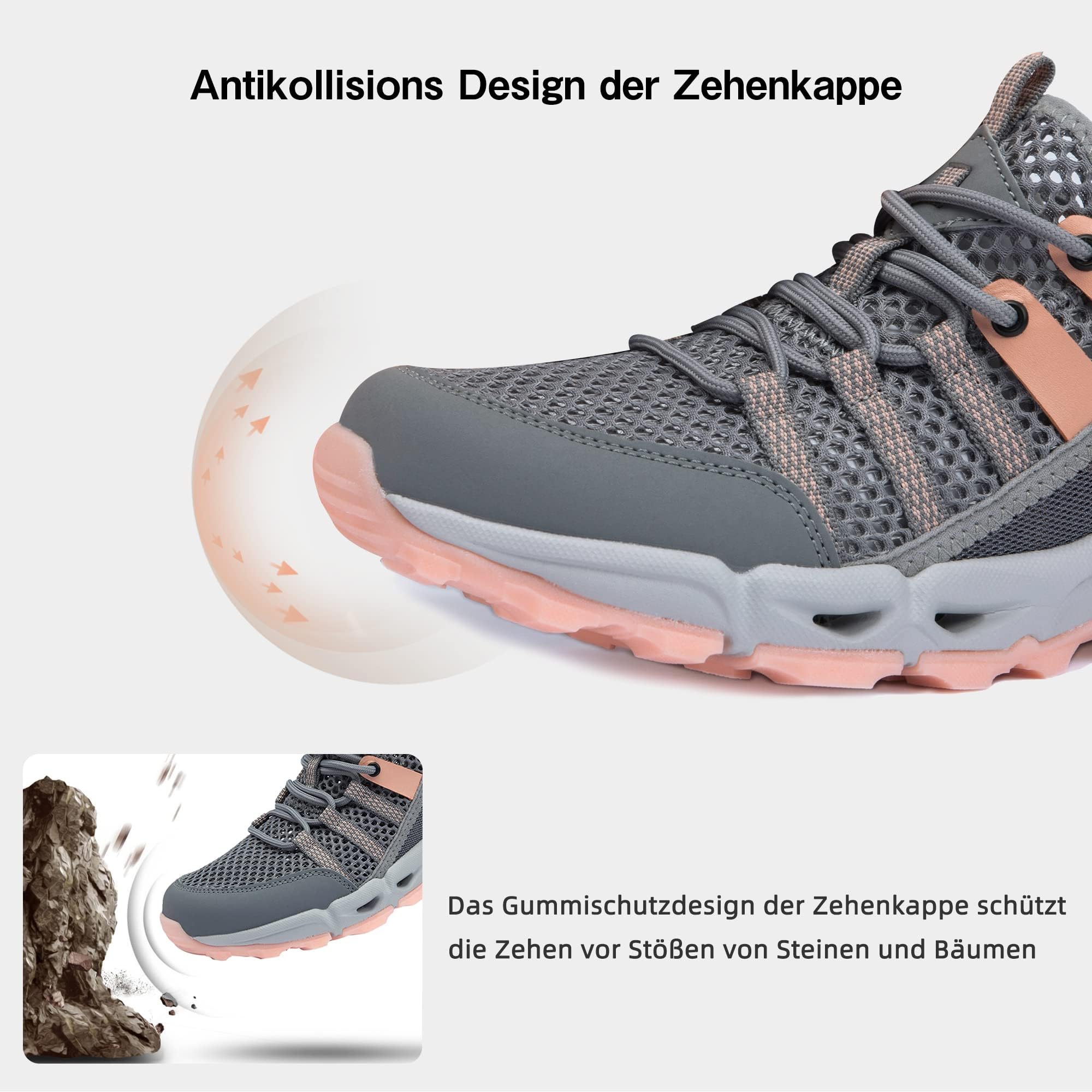 WOTTE Wanderschuhe Damen Trekkingschuhe Leicht rutschfeste Outdoor-Sportschuhe Atmungsaktive Mesh Sommer Fahrradschuhe Wasserschuhe Größe 36-44 EU