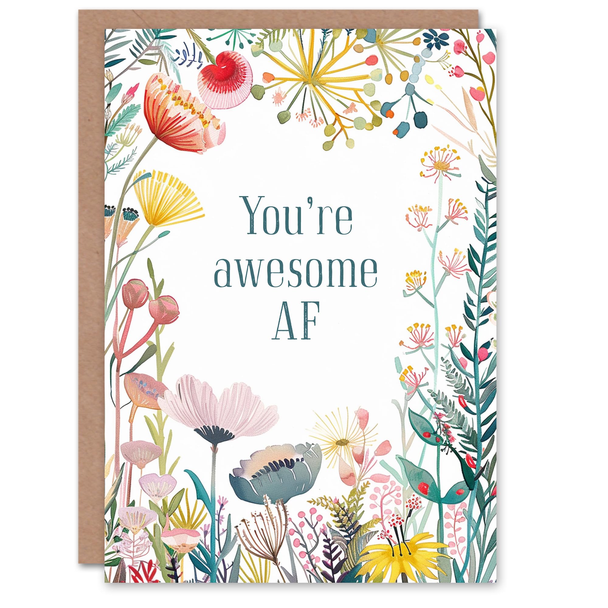 Artery8 Greeting Card You Are Awesome AF Floral Flowers Fun Rude For Her Woman Birthday Card