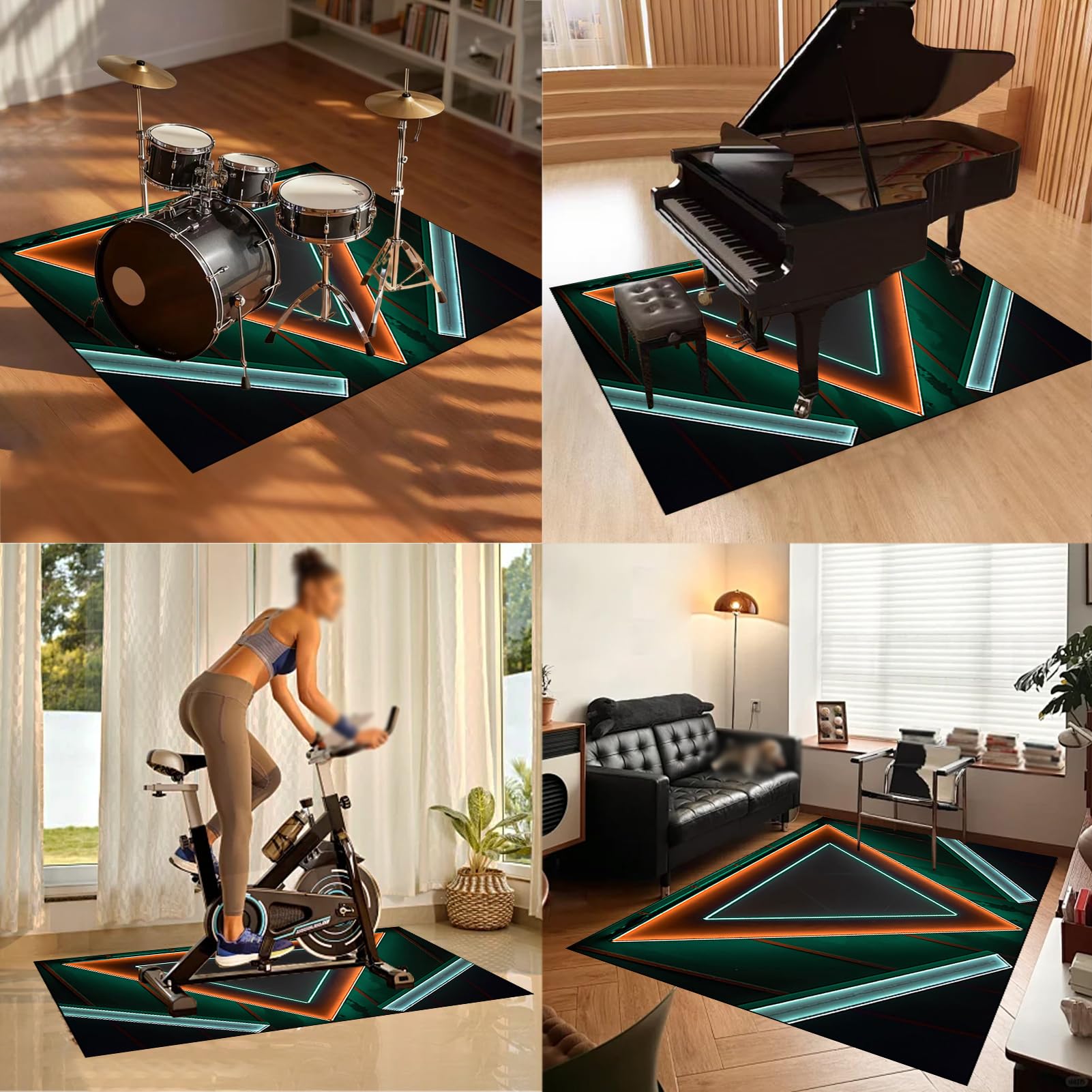 Schlagzeugteppich Drum Teppich Music Carpet Trommel Teppiche Innen und Außen, rutschfest Trommelteppich, Schallschutz Teppichmatte, Elektrisches Schlagzeug Teppich für Studio, Wohnung 180 x 140 cm
