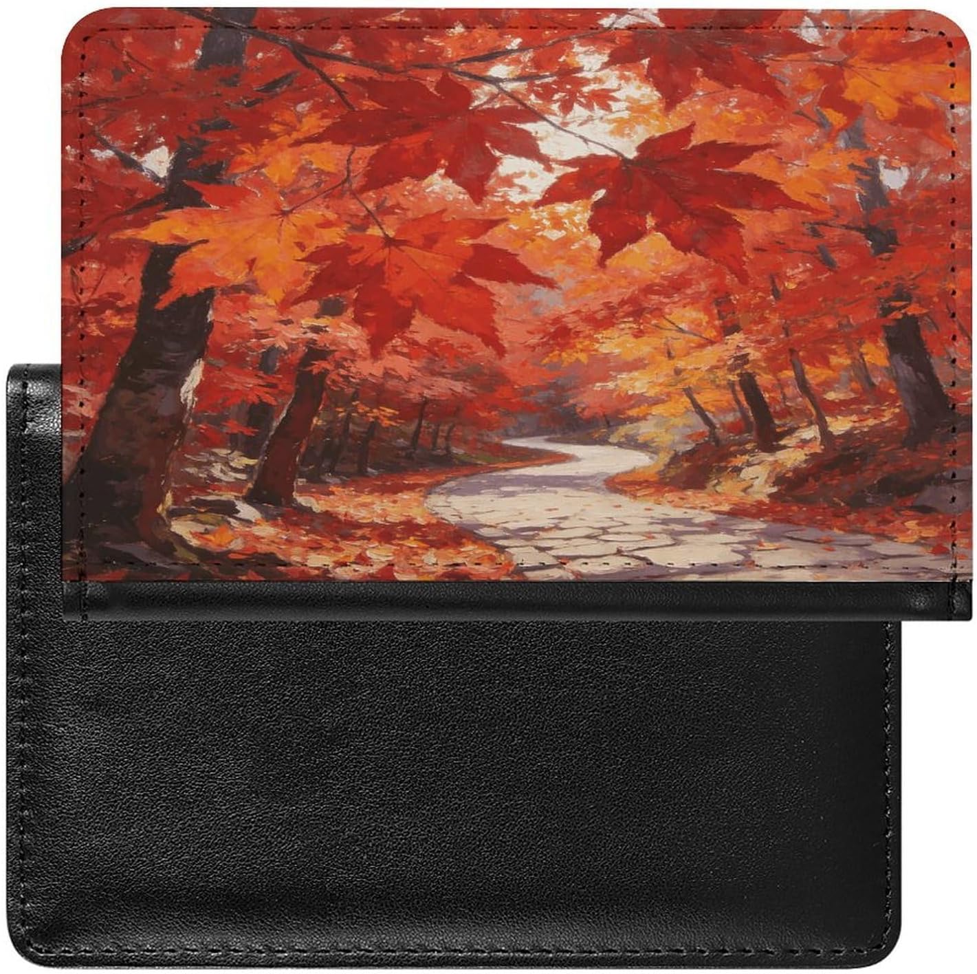Personalized Red Oil Painting Passport Holder Waterproof Passport Protector for Travel Essentials Classic Passport Wallet with Slots PU Leather Passport Cover Holder