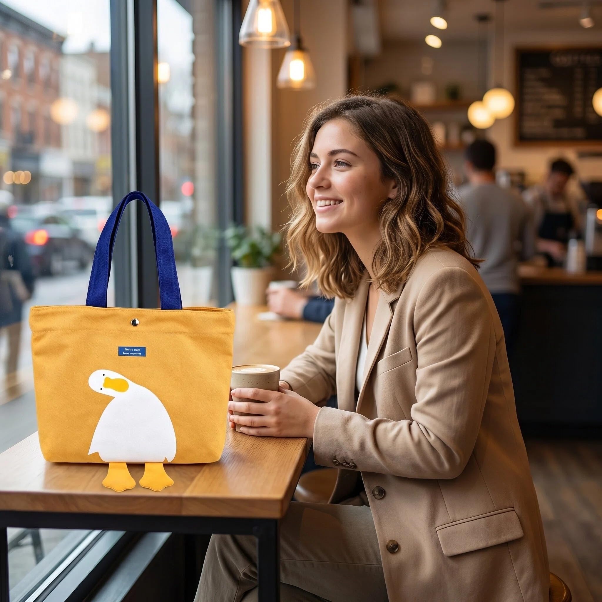 Joli sac fourre-tout en forme de canard, sac à main pour femme avec poche intérieure, cadeau de canards jaunes pour femme, sac amusant pour un usage quotidien, le travail, les voyages, l'école | Sacs pliables