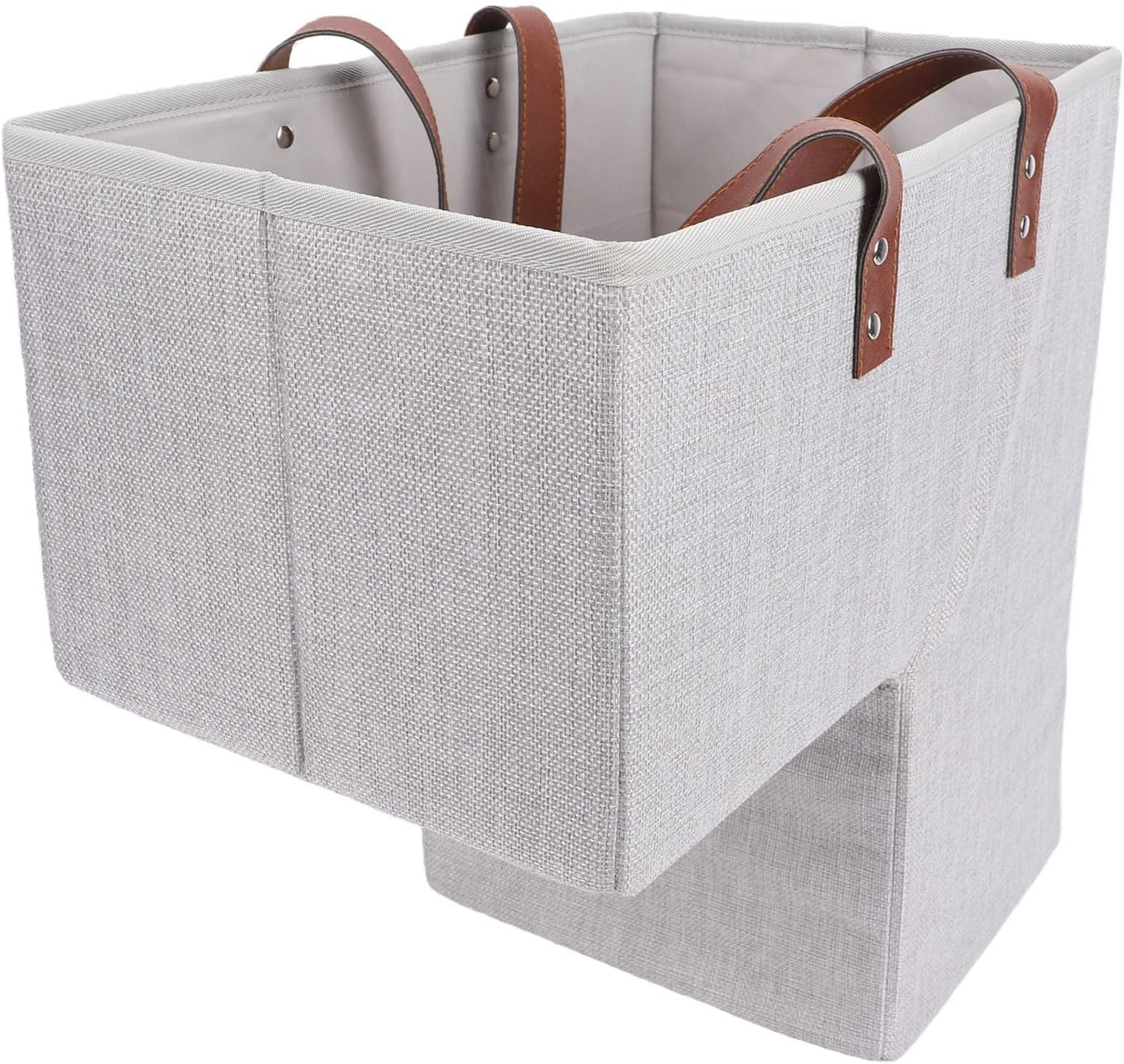 Fockety Stair Basket, Foldable Canvas Step Storage Laundry Basket Storage Organizer for Stairs with Handles, Stairway Stair Step for Toys Clothes Books