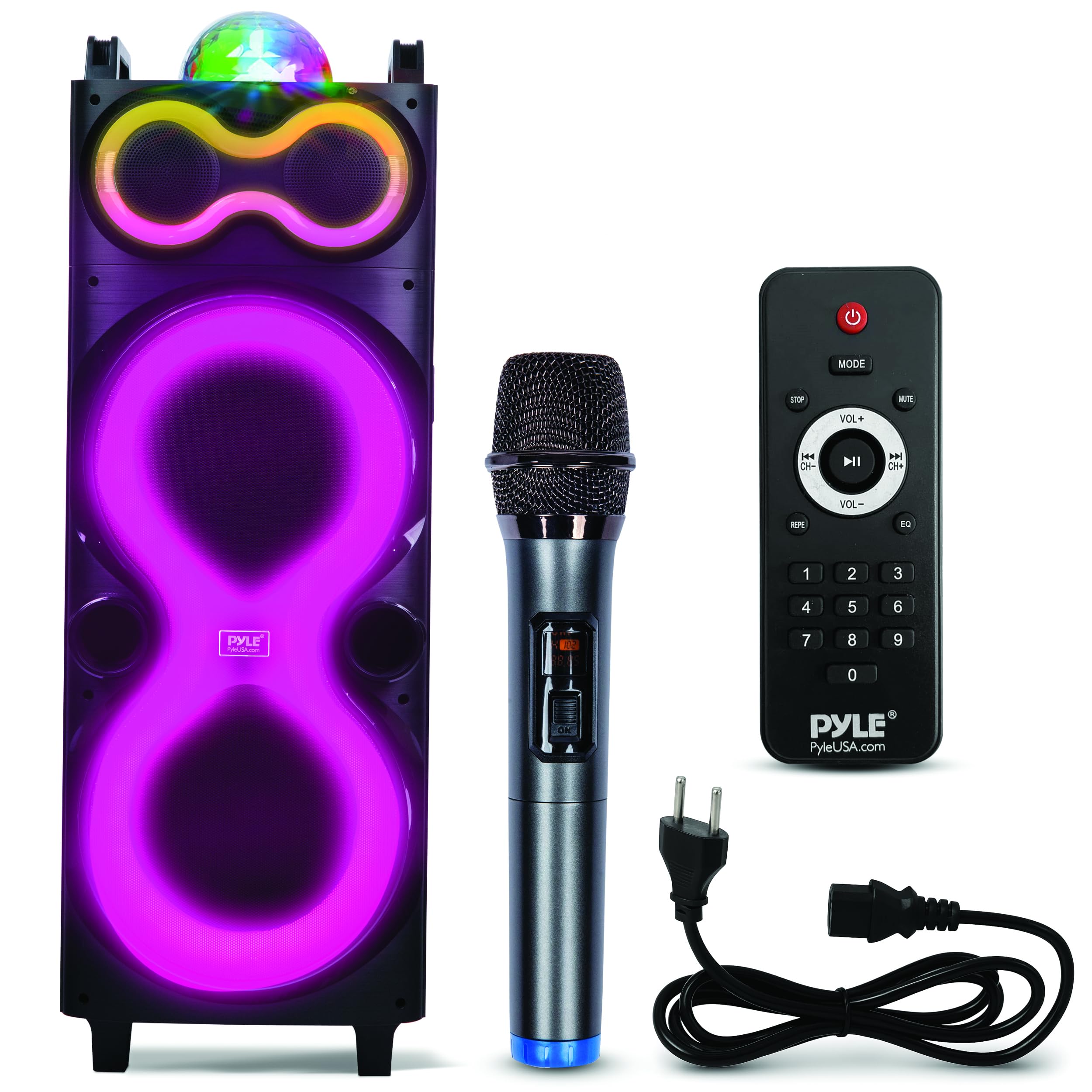 Pyle Cassa Bluetooth Potente 240 Watt, Speaker con Microfono Wireless, Altoparlante Bluetooth Portatile 25 cm, Karaoke, Batteria Ricaricabile, USB/SD/AUX/FM, LED, Esterno/Interno