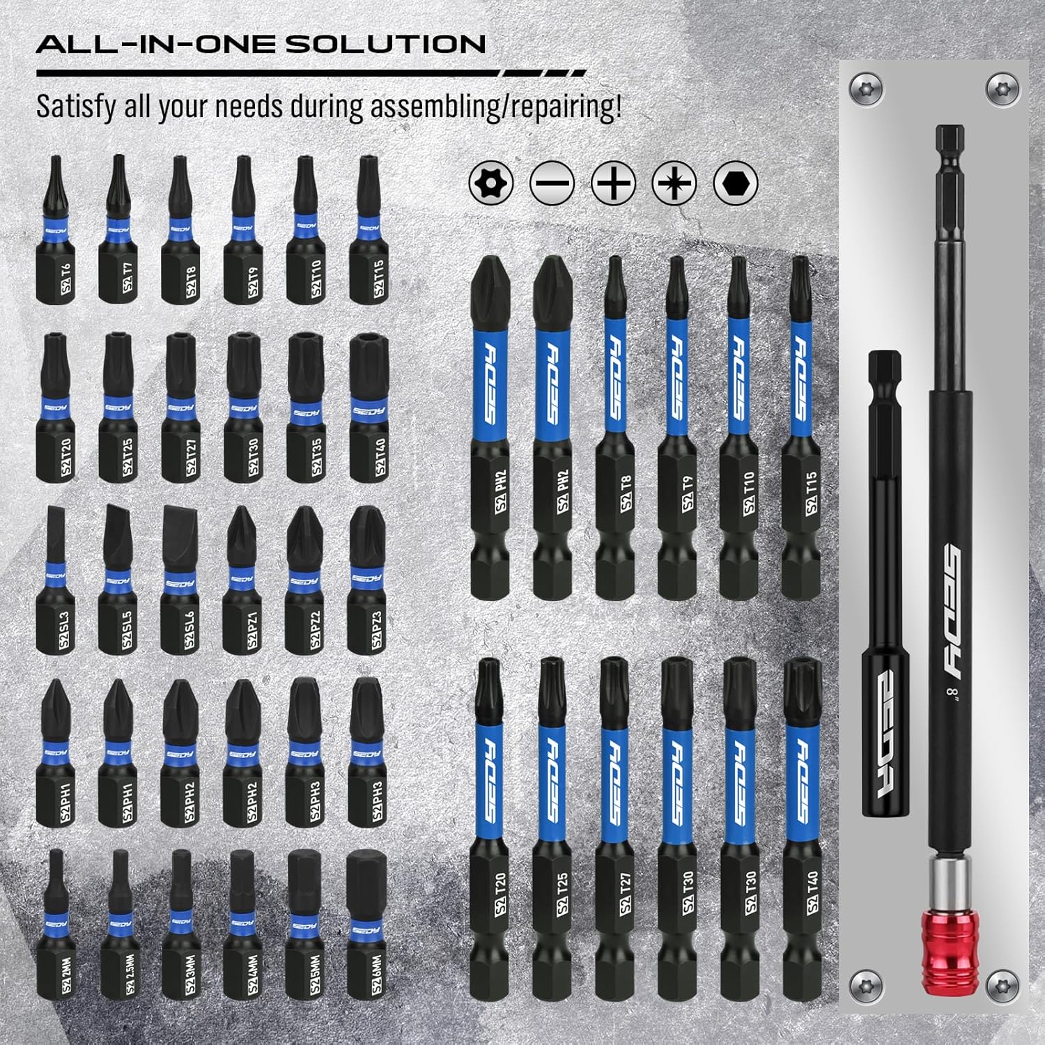 25-piece Security Tamper Proof Torx Impact Screwdriver Bits & 80-Piece Magnetic Impact Nut Driver Set