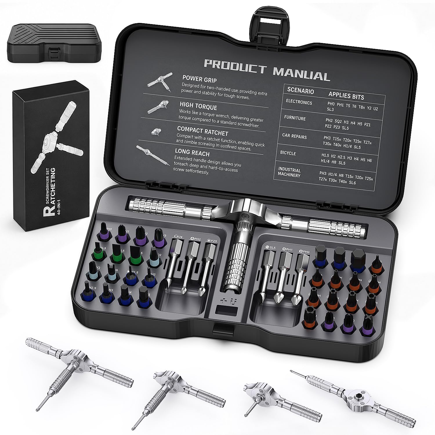 AceMining 40 in 1 Precision Ratchet Screwdriver Set | T Handle Ratchet Driver for Compute…