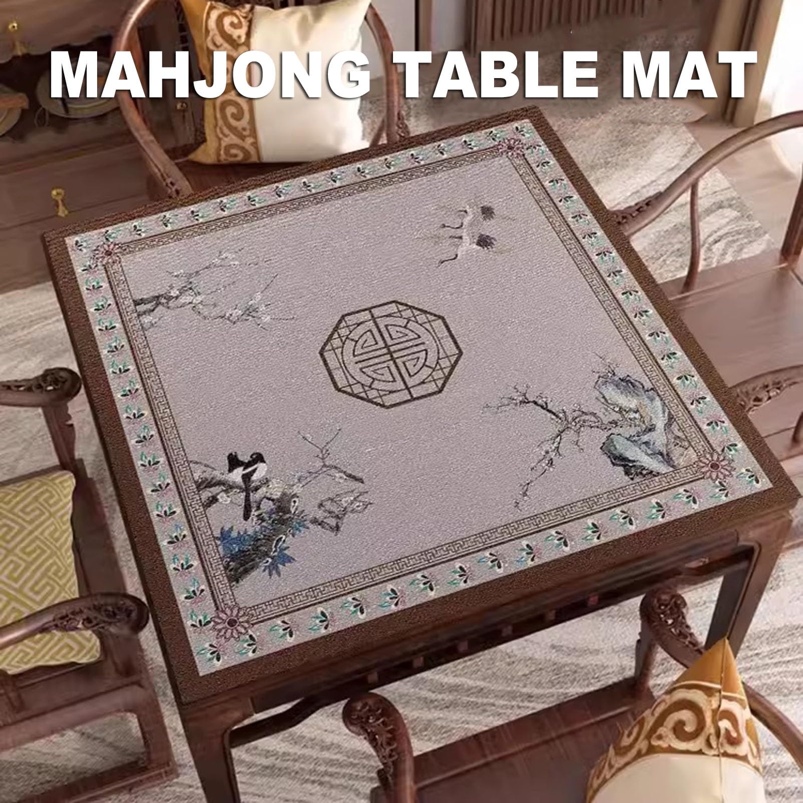 Mata do mahjonga, Mata Mahjong Duża antypoślizgowa i redukująca hałas nakładka na stół do gier karcianych Poker Gry planszowe(47.2X47.2inch/120x120cm)