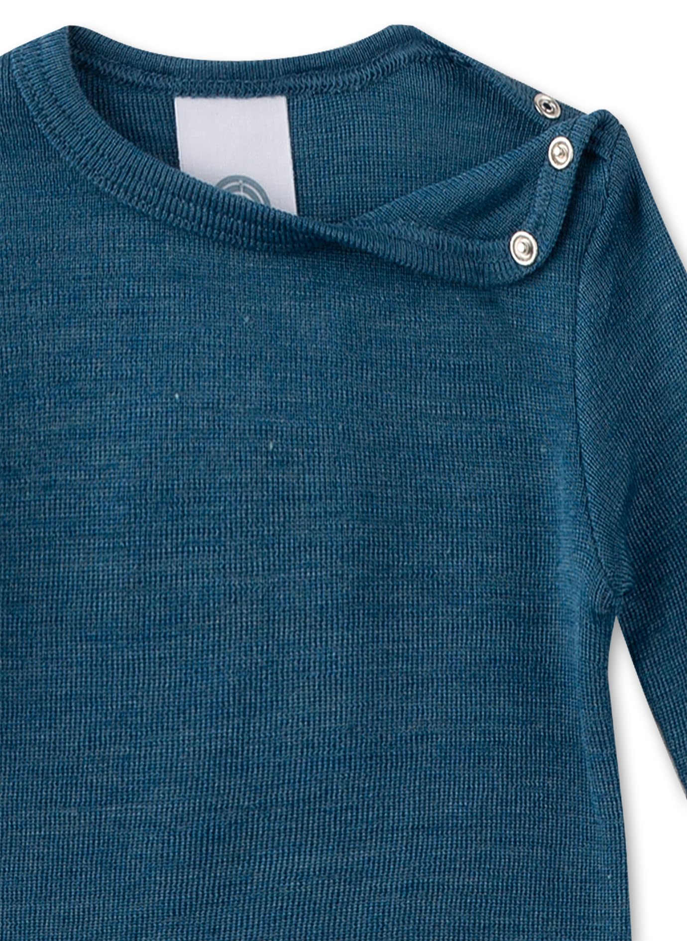 Sanetta Baby-Body langarm blau aus Merinowolle & Seide | Hochwertiger und nachhaltiger Body für Mädchen & Jungen aus Wolle-Seide-Mix. Baby Body
