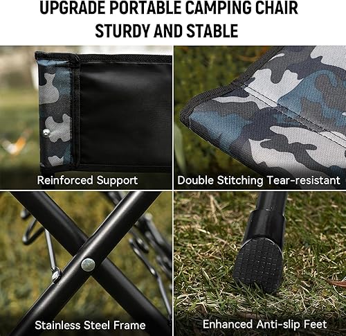 Miniatura 5 de Silla de pesca plegable acolchada con soporte de caña para adultos, tamaño de asiento mejorado para exteriores, caza, picnic, viajes, camping,