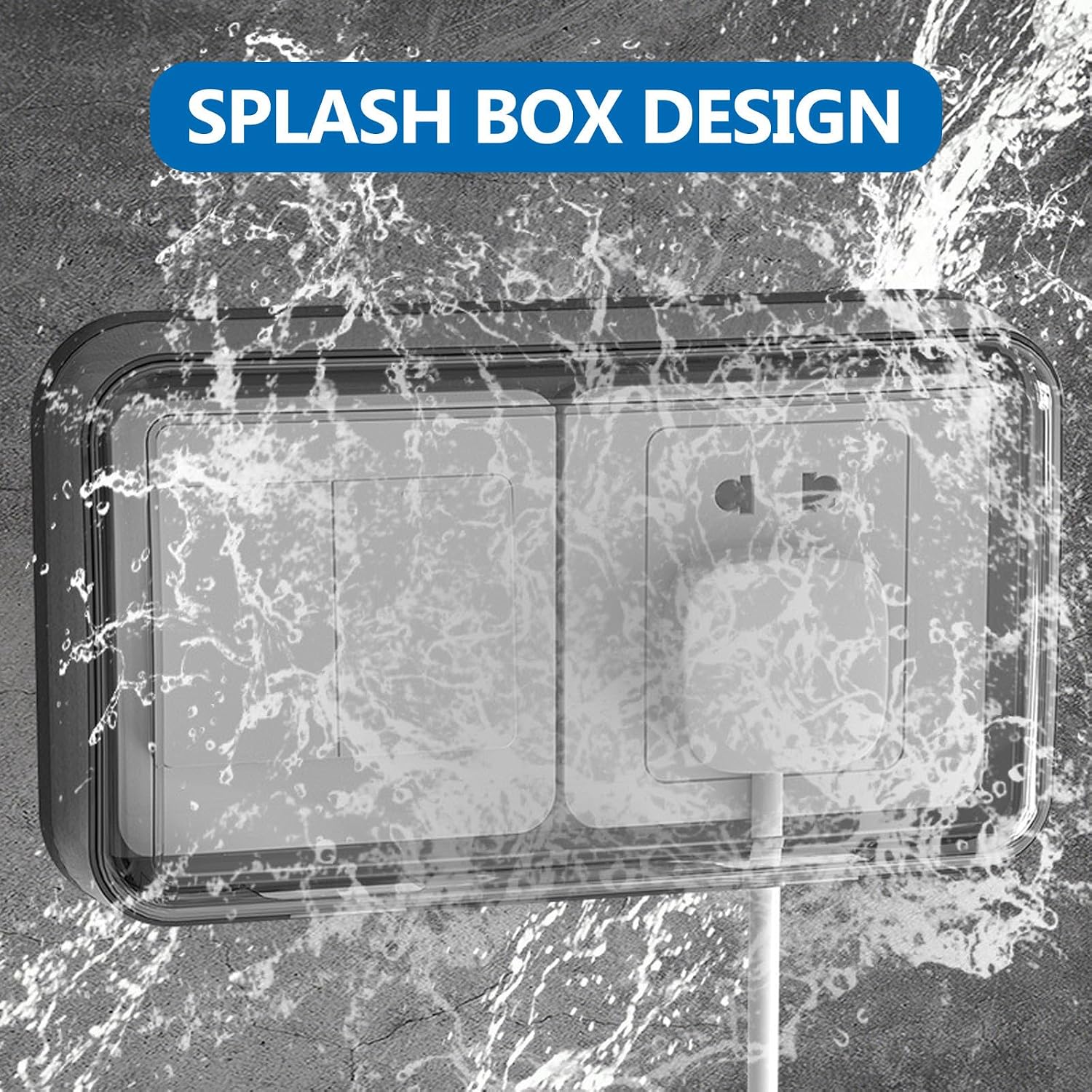 Vaguelly Water-Resist Adhesive Socket Cover Waterproof Electrical Outlet Protection Box for Bathroom Wall Switches, Splash-Proof Plastic Weatherproof Outlet Covers, Self-Adhesive Flip Lid