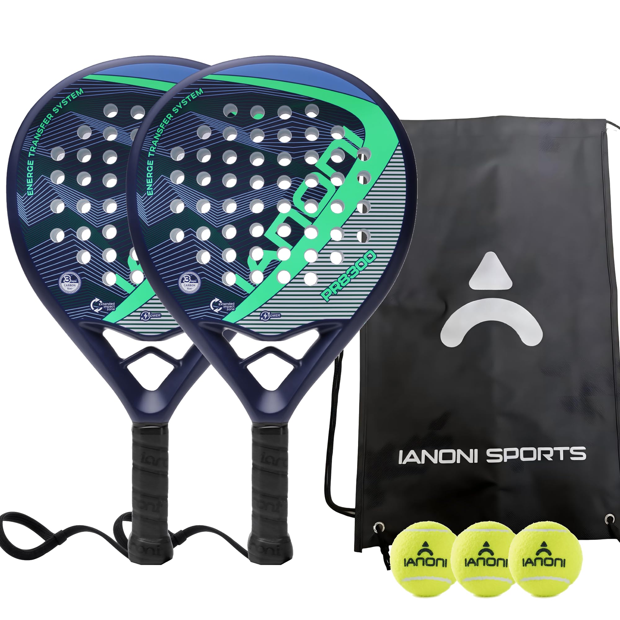 ianoni Padel Racket Carbon Fiber Surface with EVA Memory Flex Foam Core Padel Tennis Racquets Paddle Tennis Racket