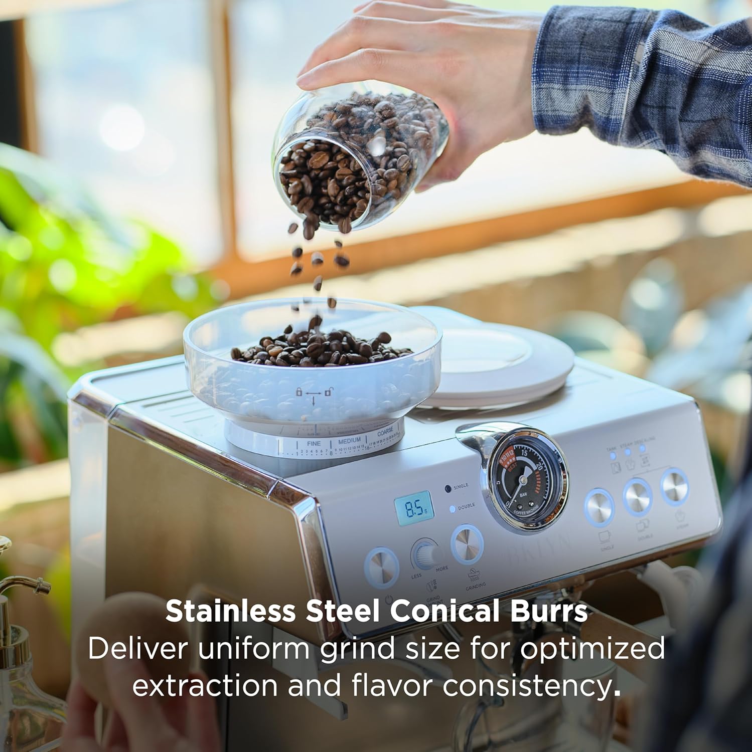 Brooklyn Steel Co. Talos Semi-Automatic Grind & Brew Espresso Machine - Lunar