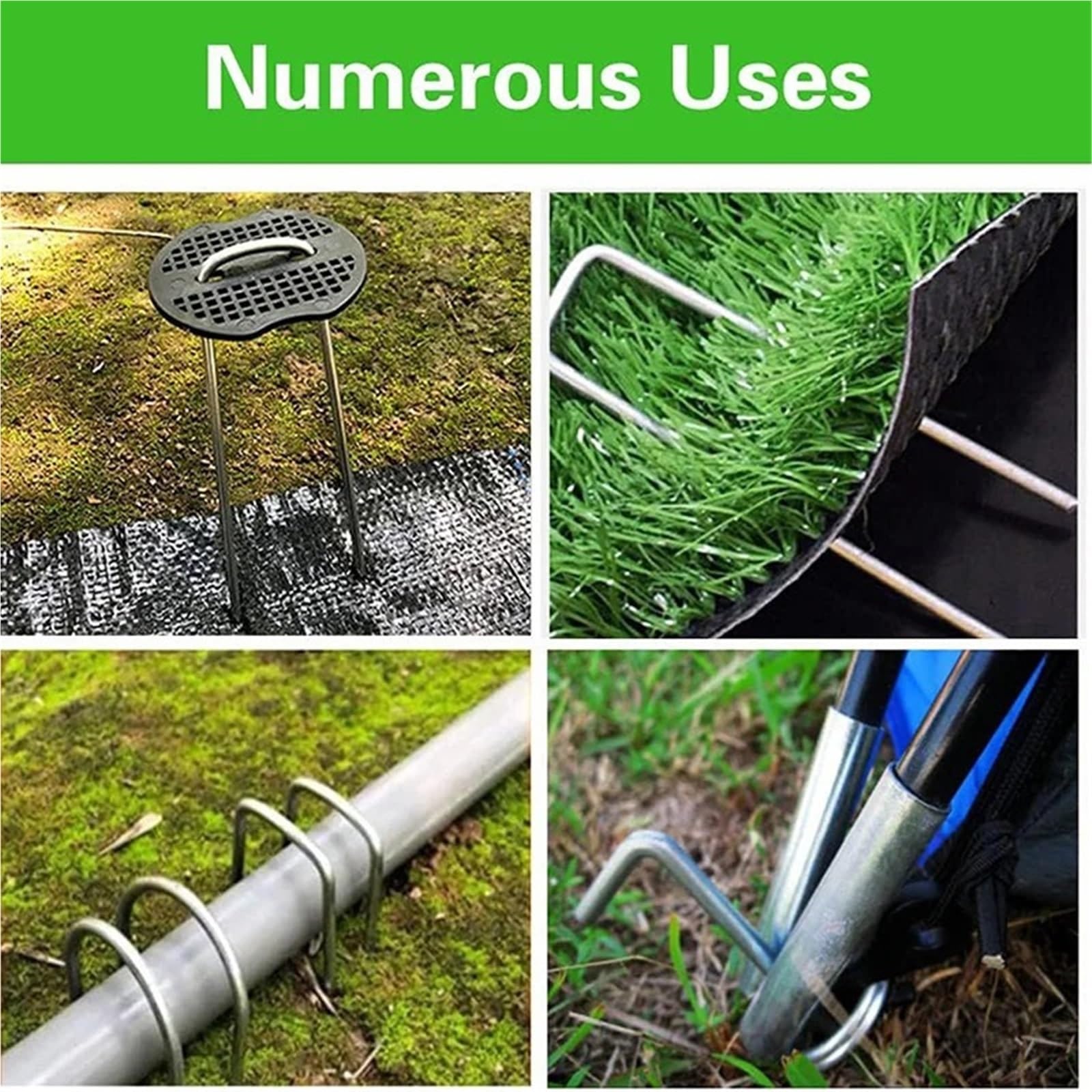 Picchetti da Giardino A U Kit di 50 Chiodi fissi a Forma di U for Giardino, picchetti, ancoraggi for Giardinaggio, Copertura del Terreno, Prato per Tessuto, Erba Artificiale