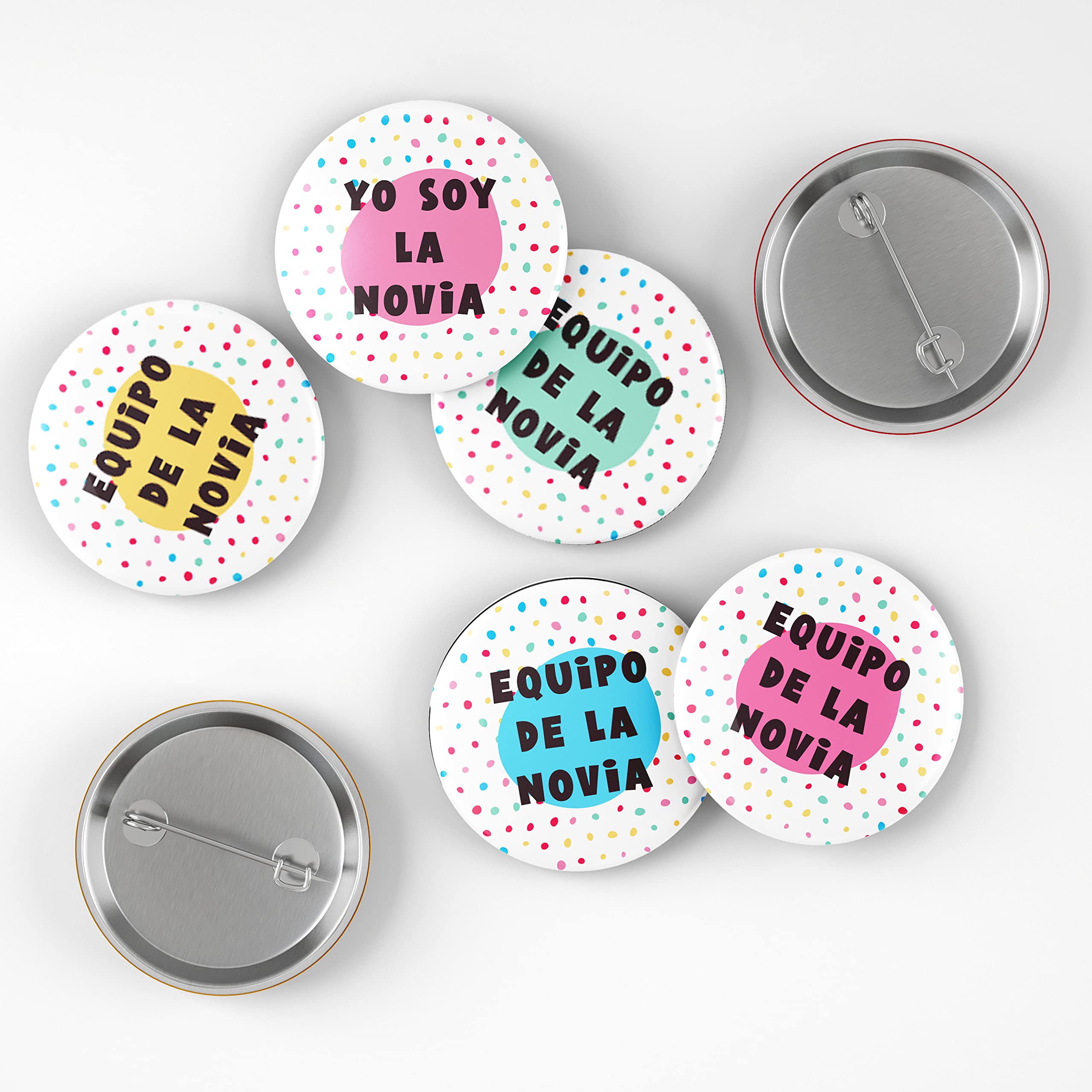 Pack 10 + 1 (Regalo) Chapas Regalo Despedida de Soltera Sin Personalizar | Tamaño Chapas 59 cm | Chapas Frases Divertidas Despedida Soltera
