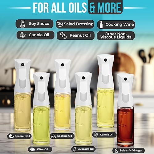 Miniatura 4 de Hula Home Pulverizador de aceite para cocinar (8.5 oz8.5 fl oz) Mister de aceite de oliva, botella de spray para alimentos - Blanco