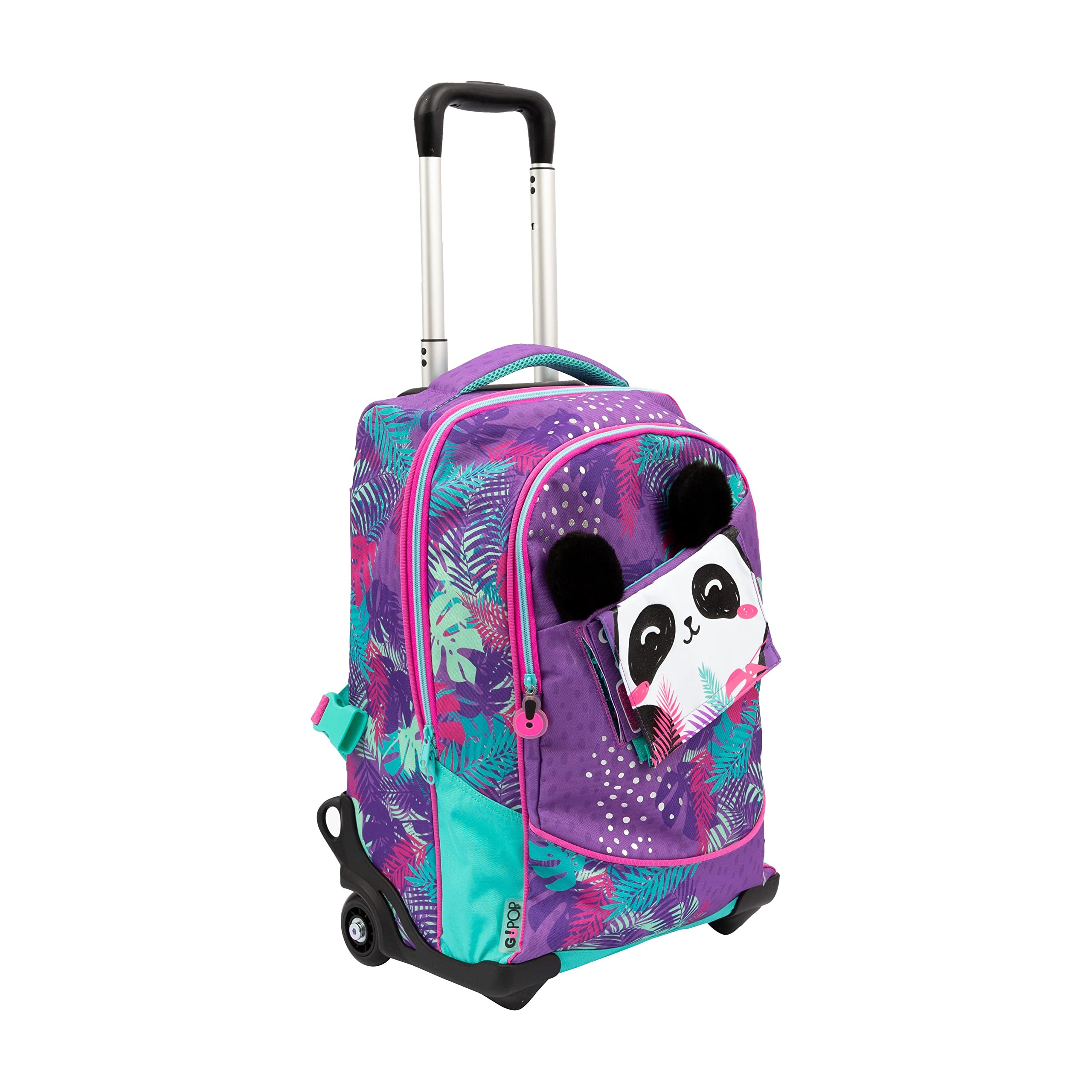 Go Pop - Zaino con Trolley femminile - 3 Grafiche Frontali Intercambiabili e Pop-Up, 2 Scomparti con cerniera, Spallacci Imbottiti, adatto alla scuola primaria, 34 l x 47 h x 23 p - 36 litri