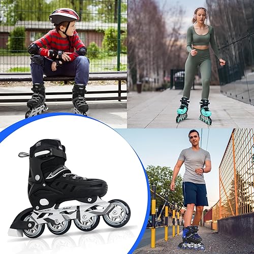 Miniatura 6 de Nattork Patines en línea para niños y niñas, hombres y mujeres, 4 tamaños ajustables, patines de ruedas para principiantes para niños y adultos