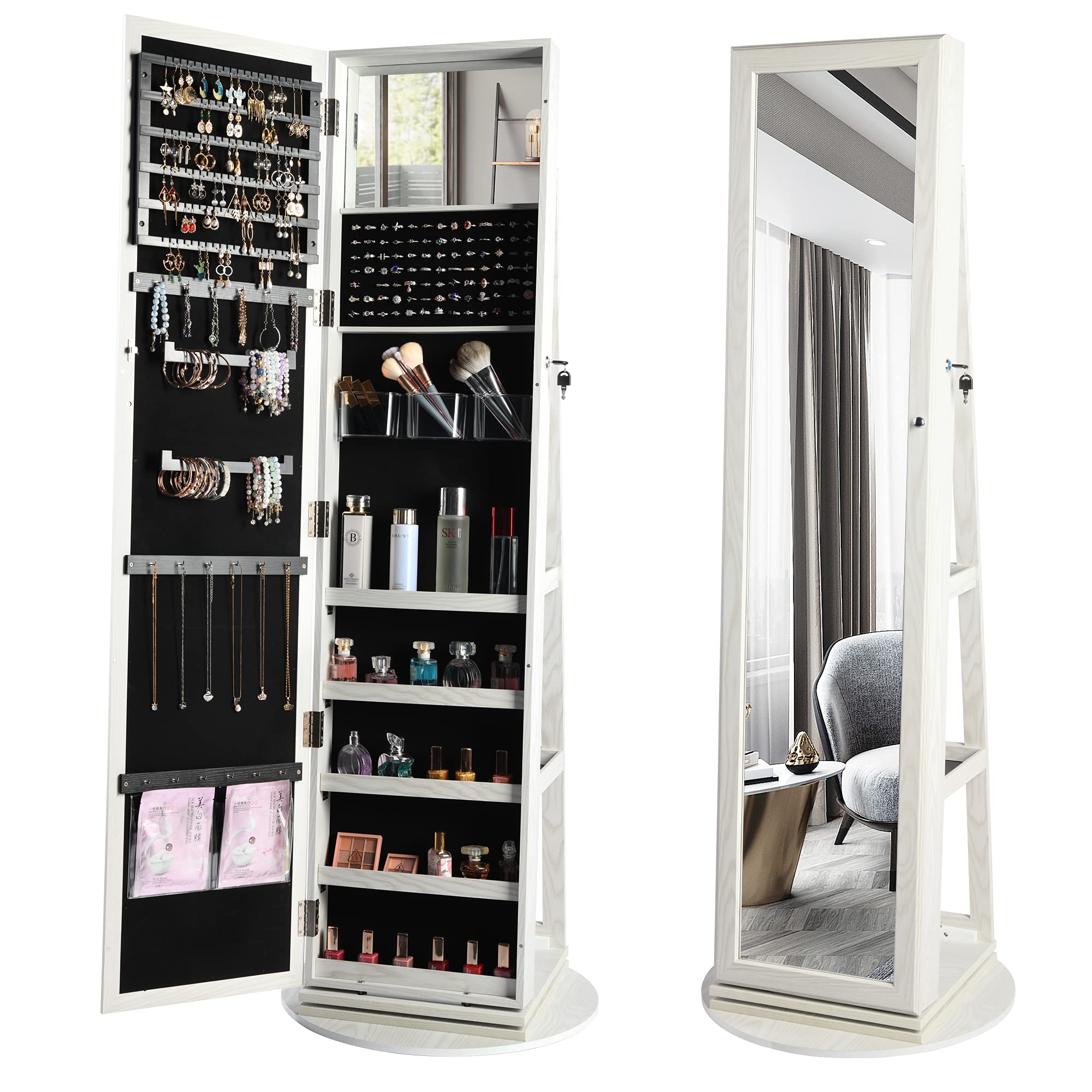 Buy LVSOMT 360° Swivel Jewelry with FullLength Mirror