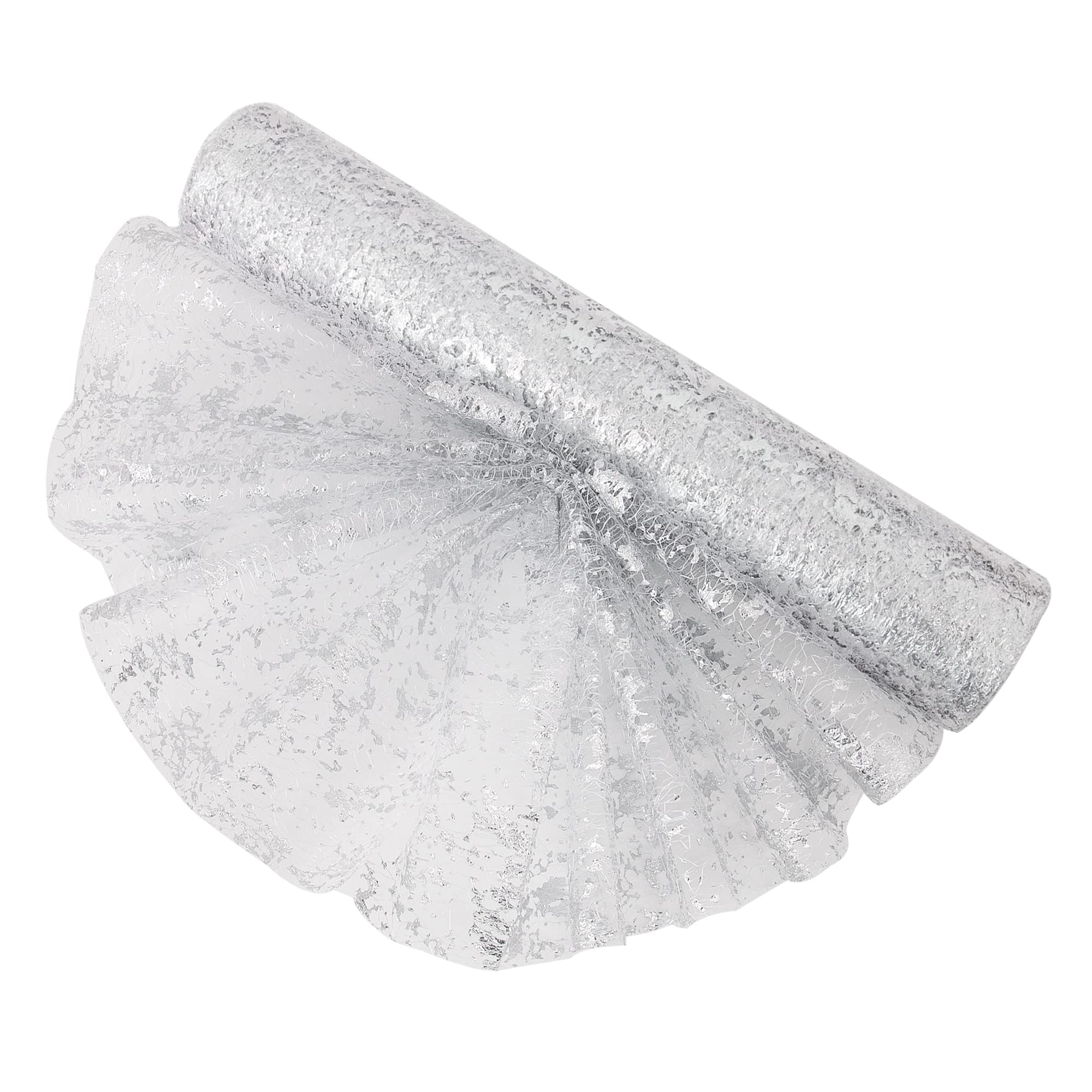 Time to Sparkle Table Runner with Gold Foil 29cm x 10M Sparkling Tulle Roll Gift Floral Wrapping Paper Rolls Glitter Table Decoration for Holidays Wedding Parties and Everyday Decoration (Silver)