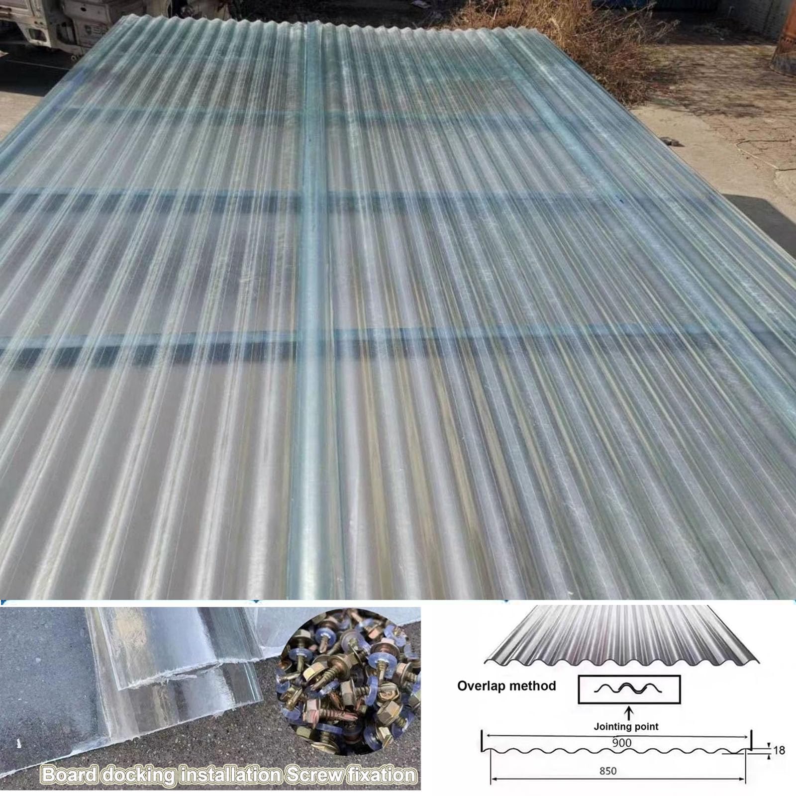 Hojas de Techo Corrugado, 1.5mm Panel para Tejado Transparente, Paneles para Tejado Resistentes al Impacto, Chapa Ondulada para Invernaderos, Placa Ondulada Anti-UV (0.9×1.7m/35×67in,1pcs)