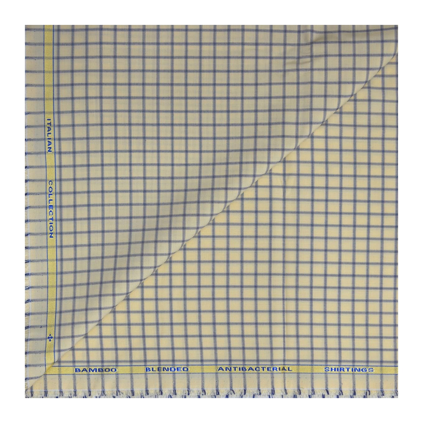 Bamboo Giza Italian Collection With Anti-Bacterial Beige Checkered Unstitched Shirt Fabric - 1.60 meters.