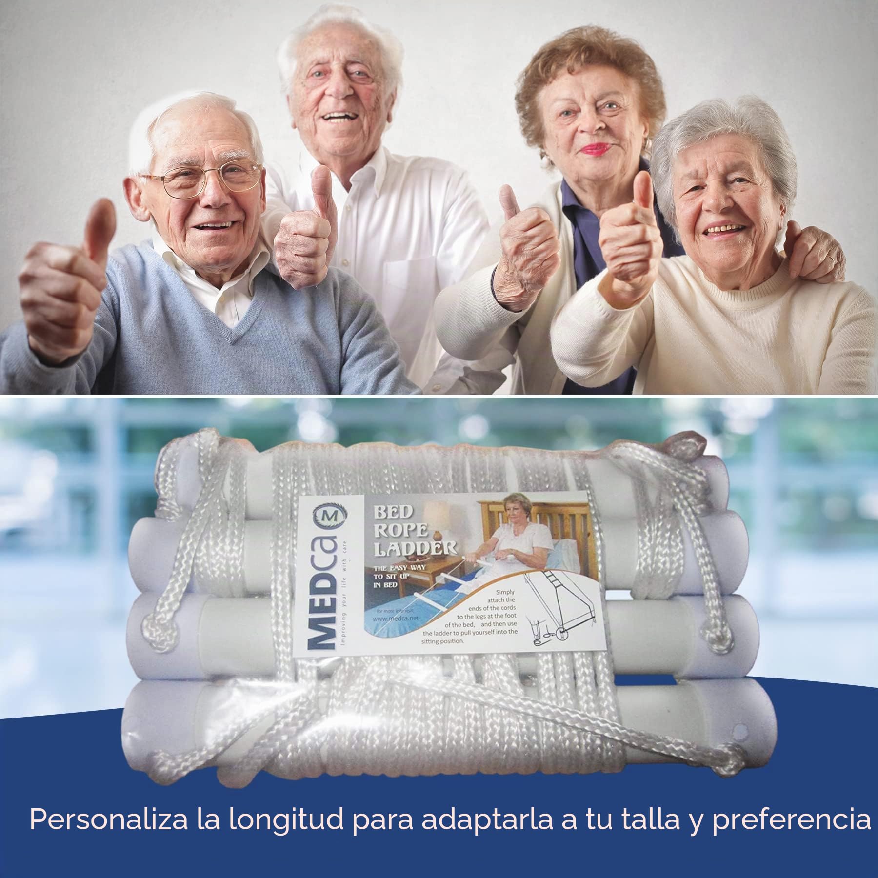 Escalera adaptable para sentarse, adaptable a cualquier armazón de cama, de MEDca