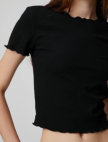 Crop Tops, aglietta da donna, tinta unita, scollo rotondo, sexy, tinta