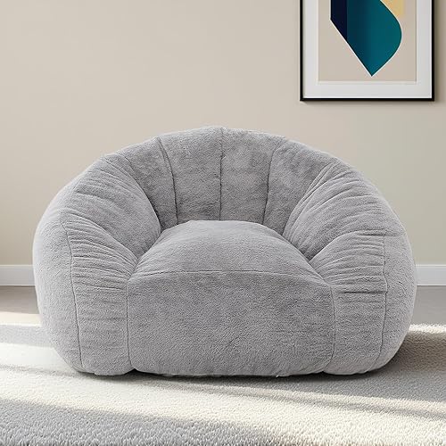 Puf gigante para adultos, sofá suave de piel sintética, sofá de gran tamaño y relleno para el suelo, silla de lectura grande, cómodo sofá puff para