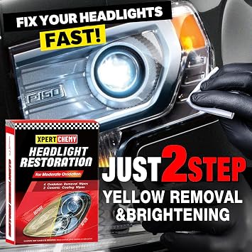 XPERTCHEMY Headlight Restorer Kit,Fast-2 Step Process Headlight Restoration Kit for Removing The Moderate Yellowing, Haziness, and Oxidation.It Provides with the Best Protection 18 Months.