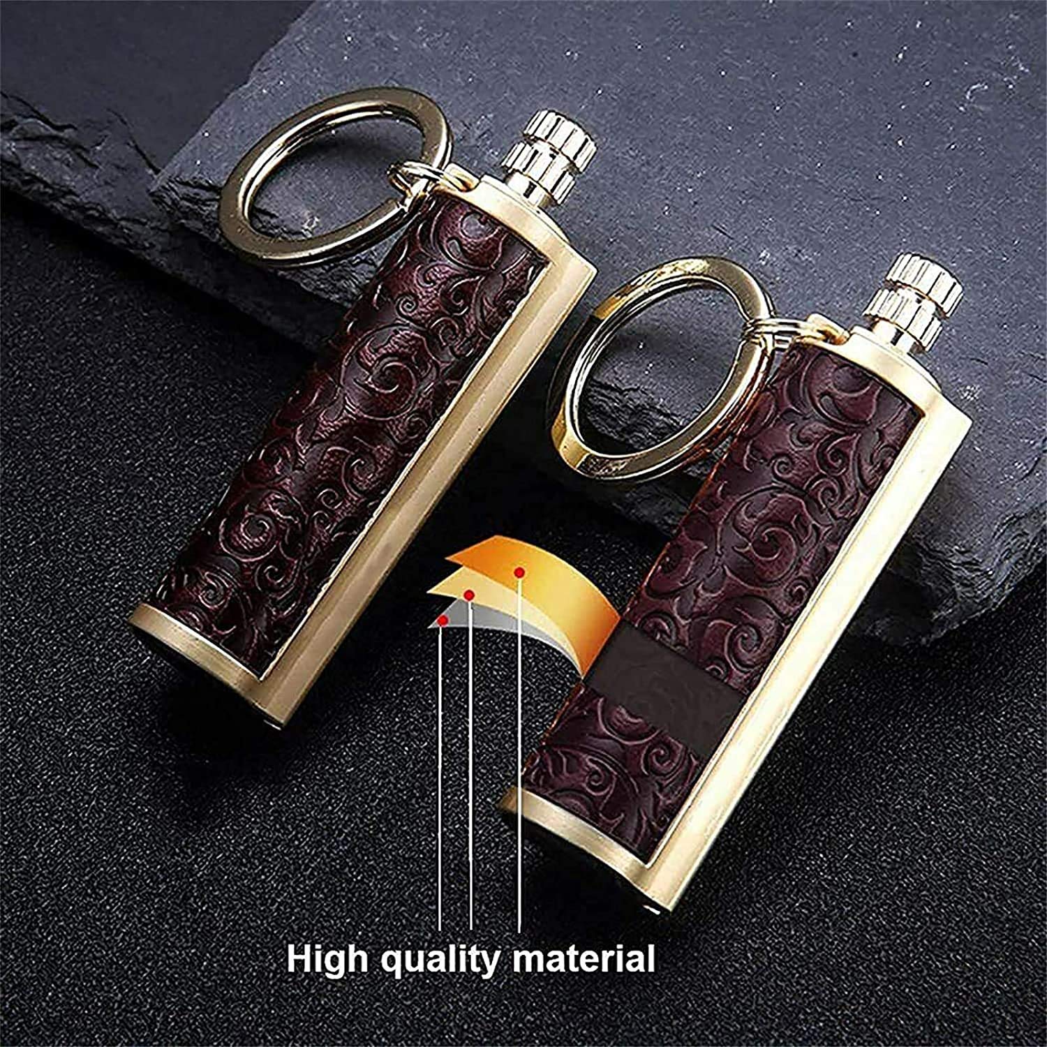 NXowzf Briquet porte-clés permanent en métal, étanche, allumette d'urgence EDC allume-feu de survie, idée cadeau, excellent briquet rechargeable au kérosène (1 doré 1 argent NXowzf Briquet porte-clés permanent en métal, étanche, allumette d'urgence EDC allume-feu de survie, idée cadeau, excellent briquet rechargeable au kérosène (1 doré 1 argent