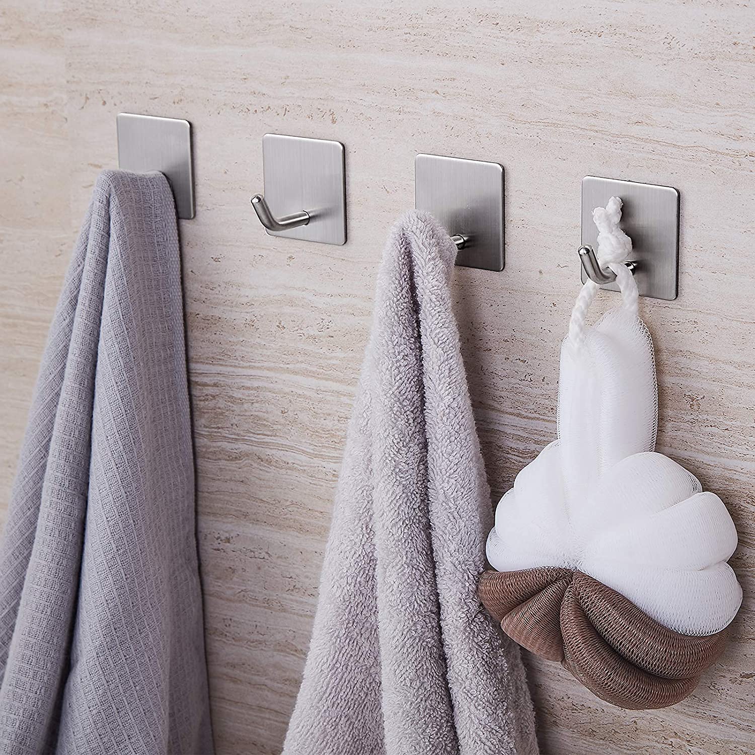 YIAGUN Lot De 4 Crochets Adhésifs En Acier Inoxydable Imperméables