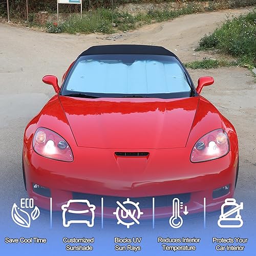 Miniatura 3 de Parasol para parabrisas para Chevrolet Corvette C6 2005-2013, parasol para ventana delantera, visera reflectante plegable, cubierta protectora